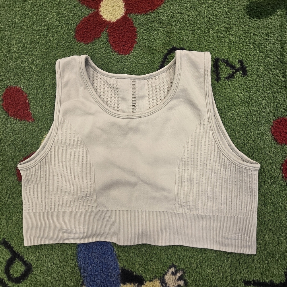 Z By Zella Cream High-Neck Sports Bra Large